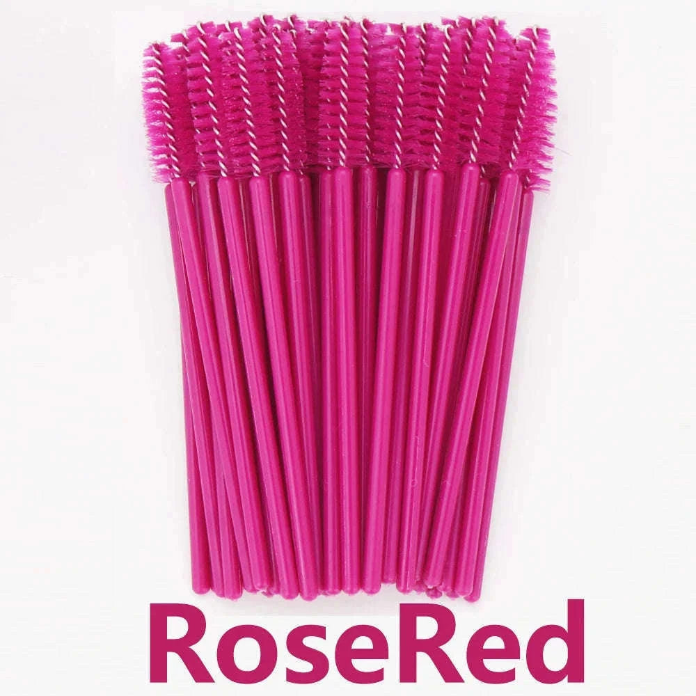 50-Piece Disposable Eyelash Brush Wands for Clean Lash Grooming-White Pink