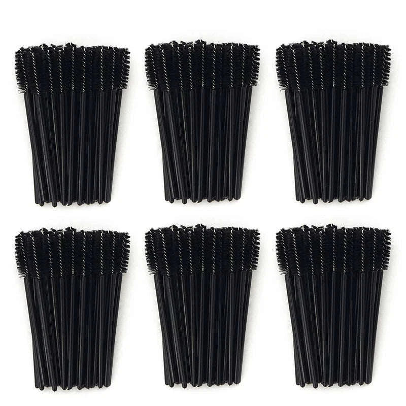 50-Piece Disposable Eyelash Brush Wands for Clean Lash Grooming-White Pink
