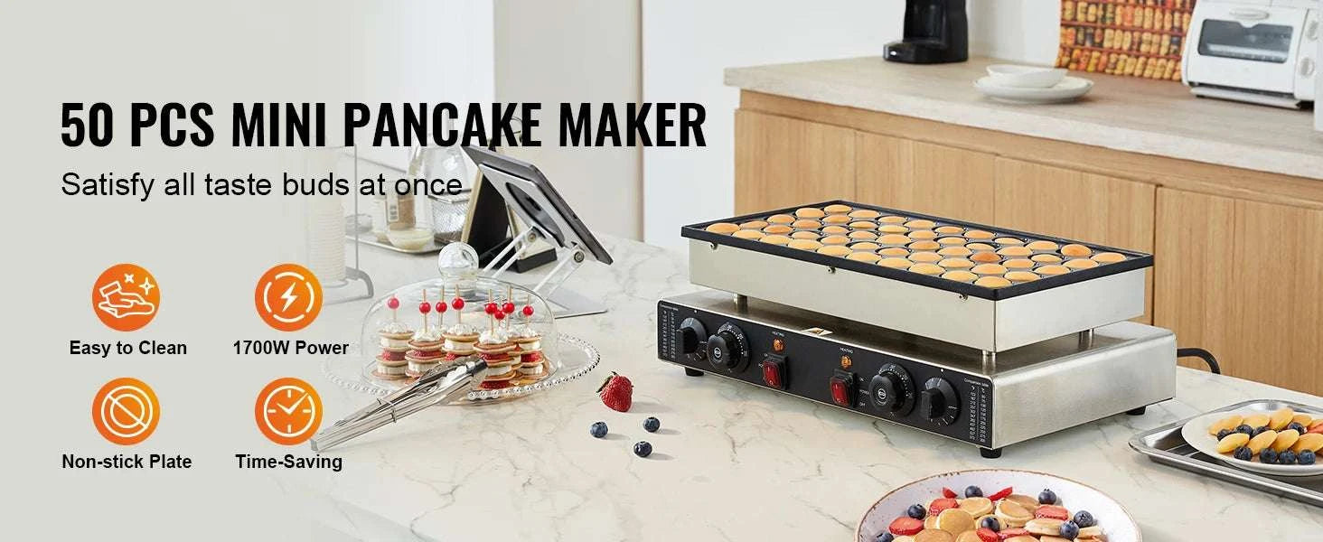 50-Piece Mini Pancake Maker with Dual Temperature Control-france