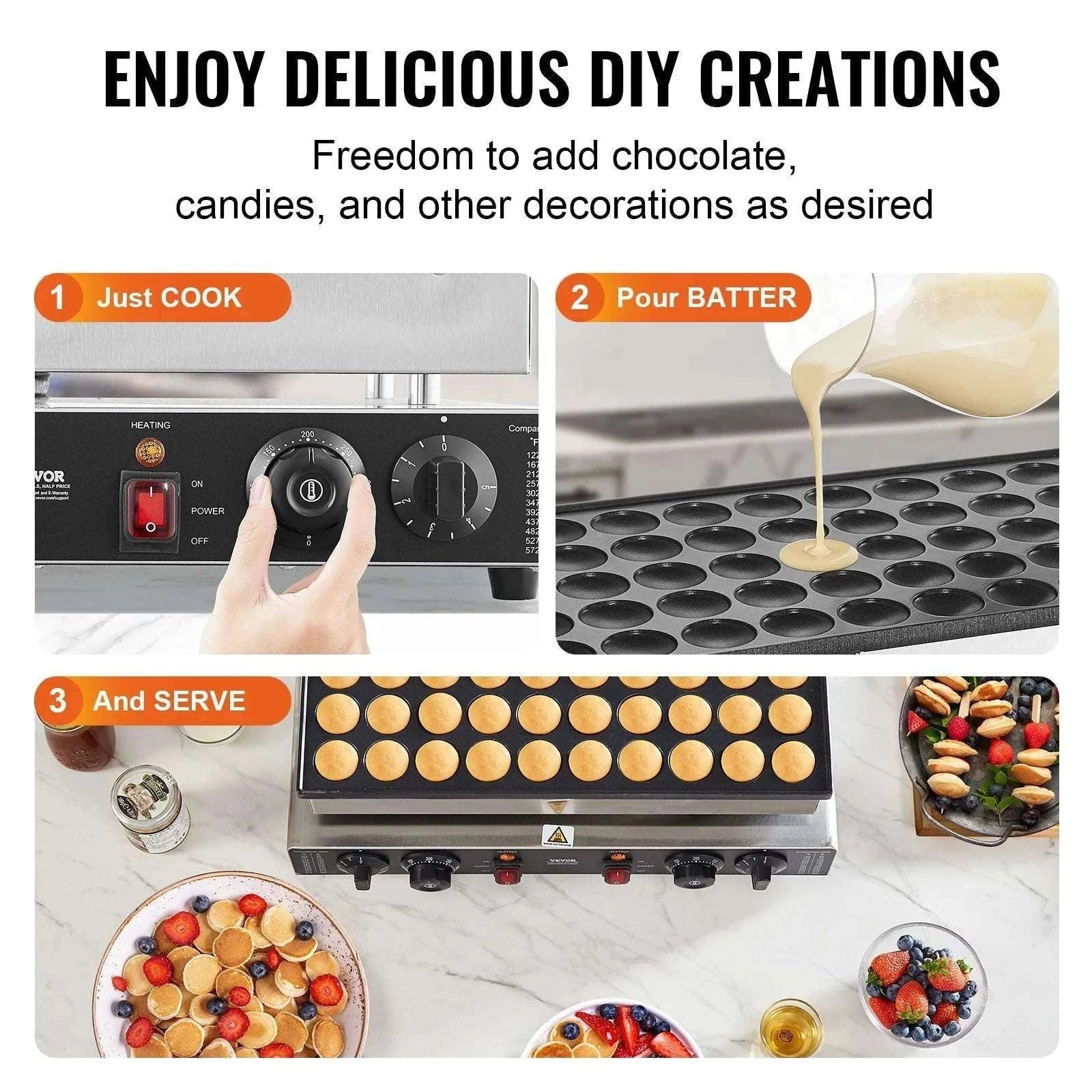 50-Piece Mini Pancake Maker with Dual Temperature Control-france