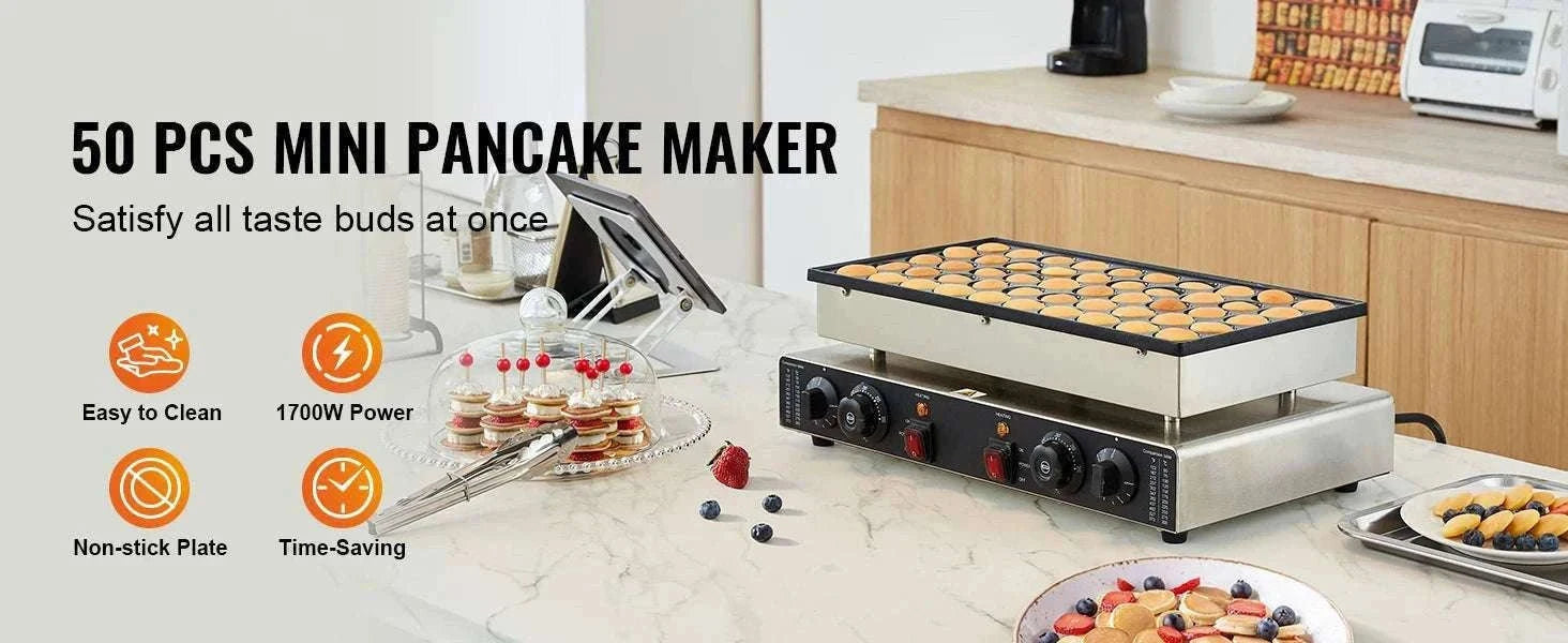 50-Piece Mini Pancake Maker with Dual Temperature Control-france