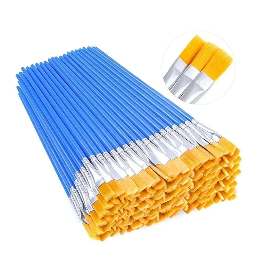 50-Piece Painting Brush Set for Oil, Acrylic & Watercolor-50pcs flat