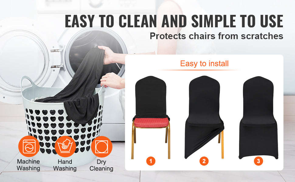 50-Piece Spandex Chair Cover Set-balck 50pcs / United States