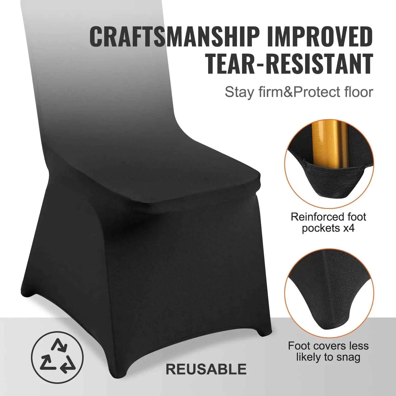 50-Piece Spandex Chair Cover Set-balck 50pcs / United States