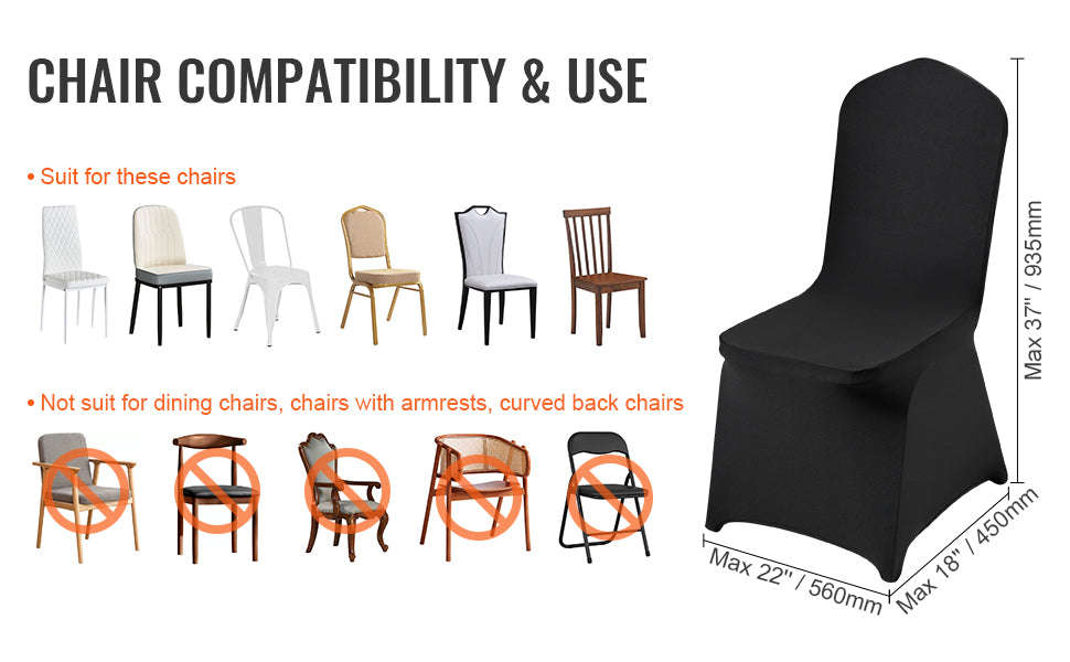 50-Piece Spandex Chair Cover Set-balck 50pcs / United States