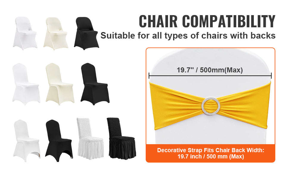 50-Piece Stretch Spandex Chair Sashes for Weddings and Events-50pcs / CZECH REPUBLIC