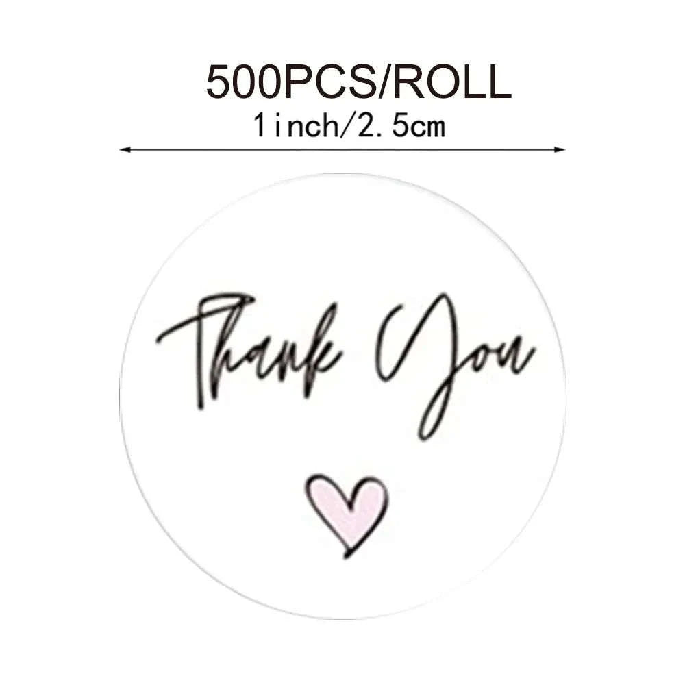 500 Heart-Shaped Thank You Stickers Roll-500PC
