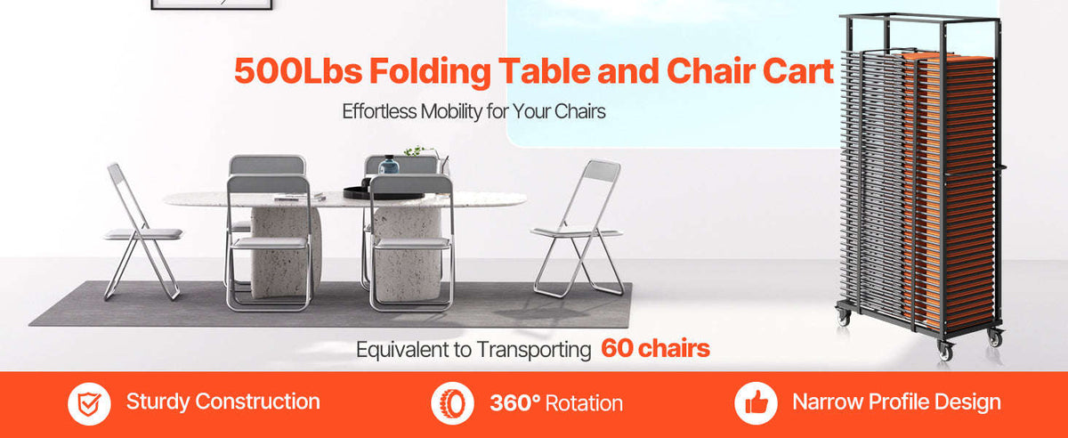 500 lb Folding Chair Rack Cart for Up to 60 Chairs-500 LBS / spain