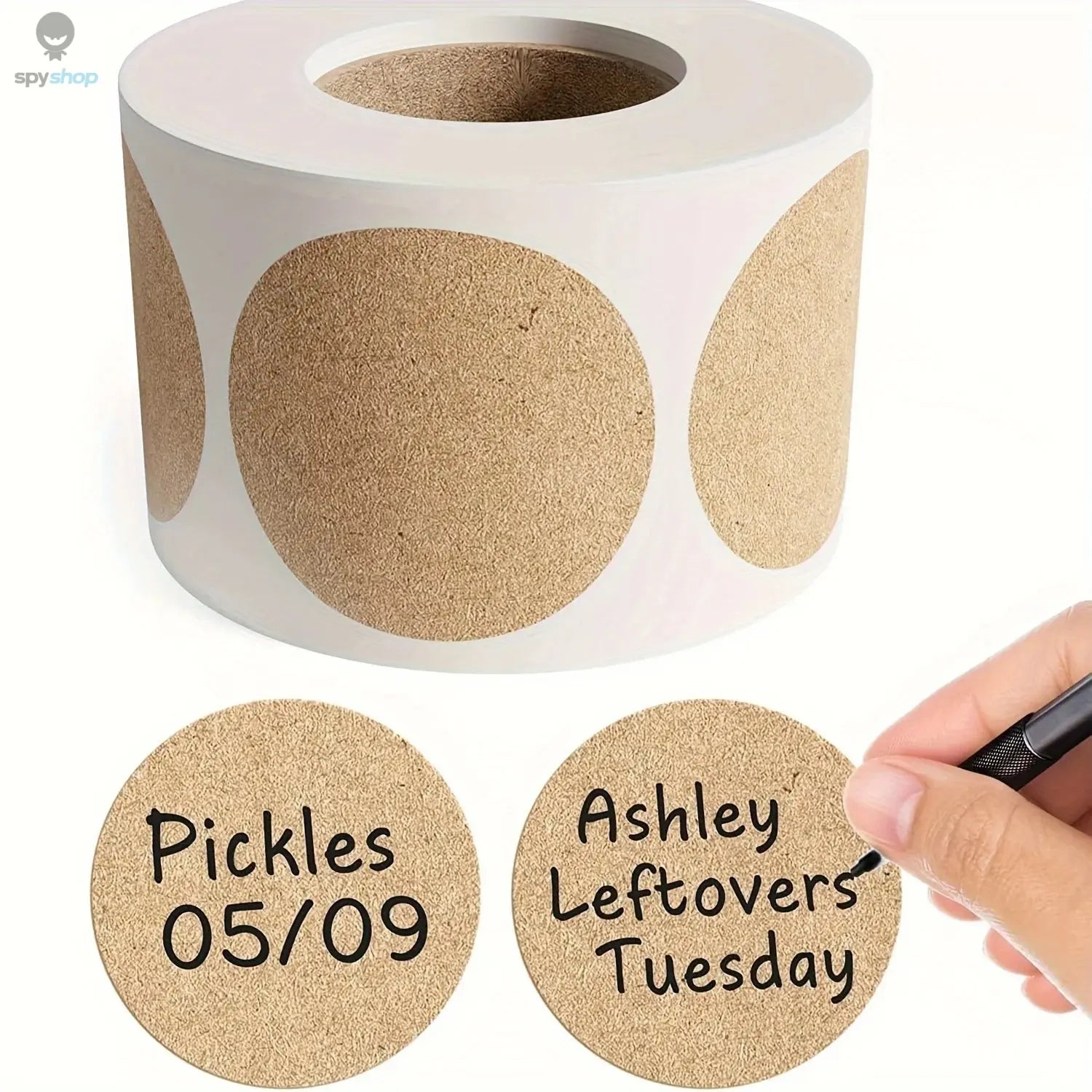 500 pcs / 1 roll ，kraft round self-adhesive label paper items classification name stickers personalized labels Spy-shop.com