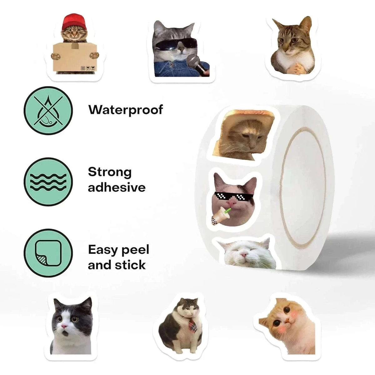500-Piece Cartoon Cat Stickers for Classroom Rewards-500pcs