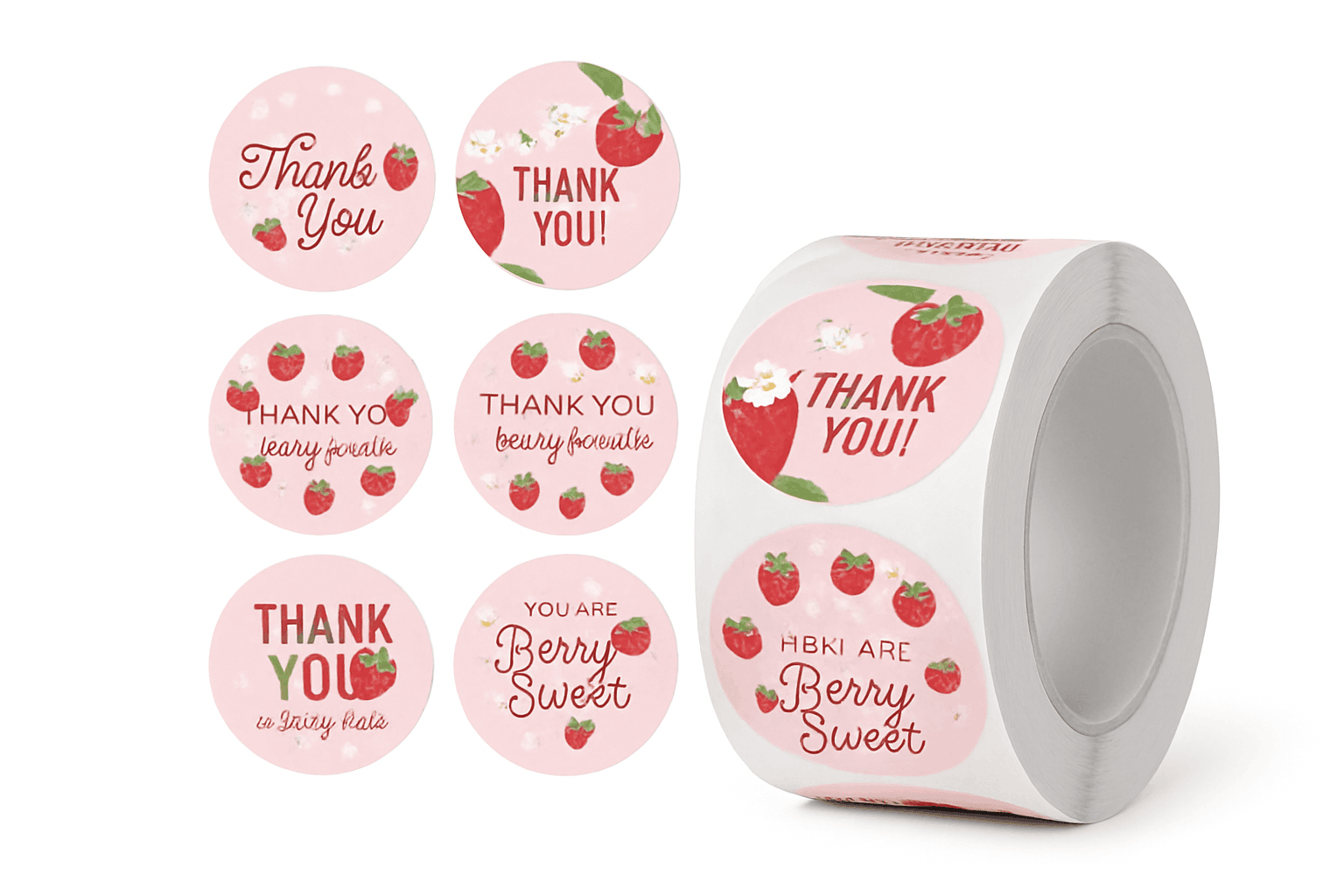 500 Strawberry Thank You Stickers for Gifts and Envelopes-Strawberry / CHINA