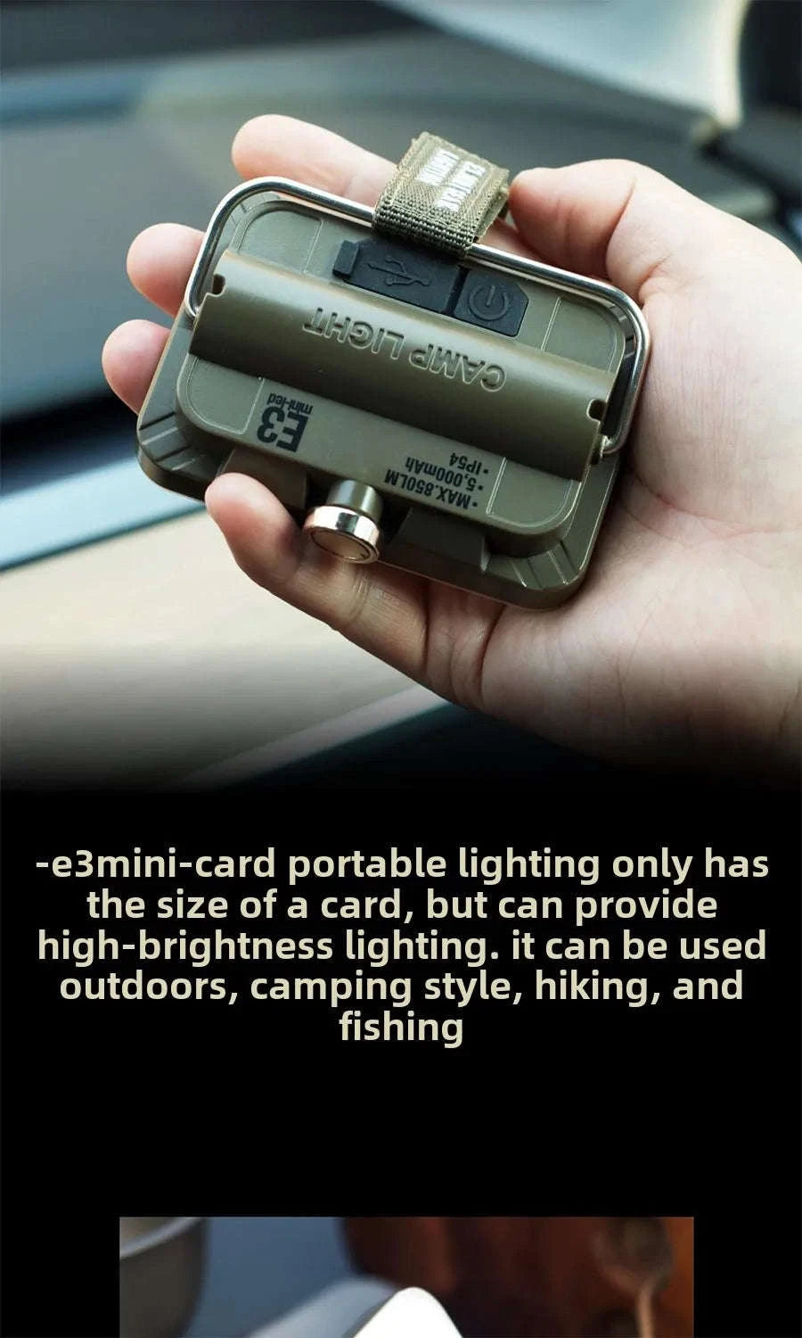 5000mAh LED Camping Tent Light Rechargeable Waterproof Portable Hanging Night Lamp-E3mini khaki / China Mainland
