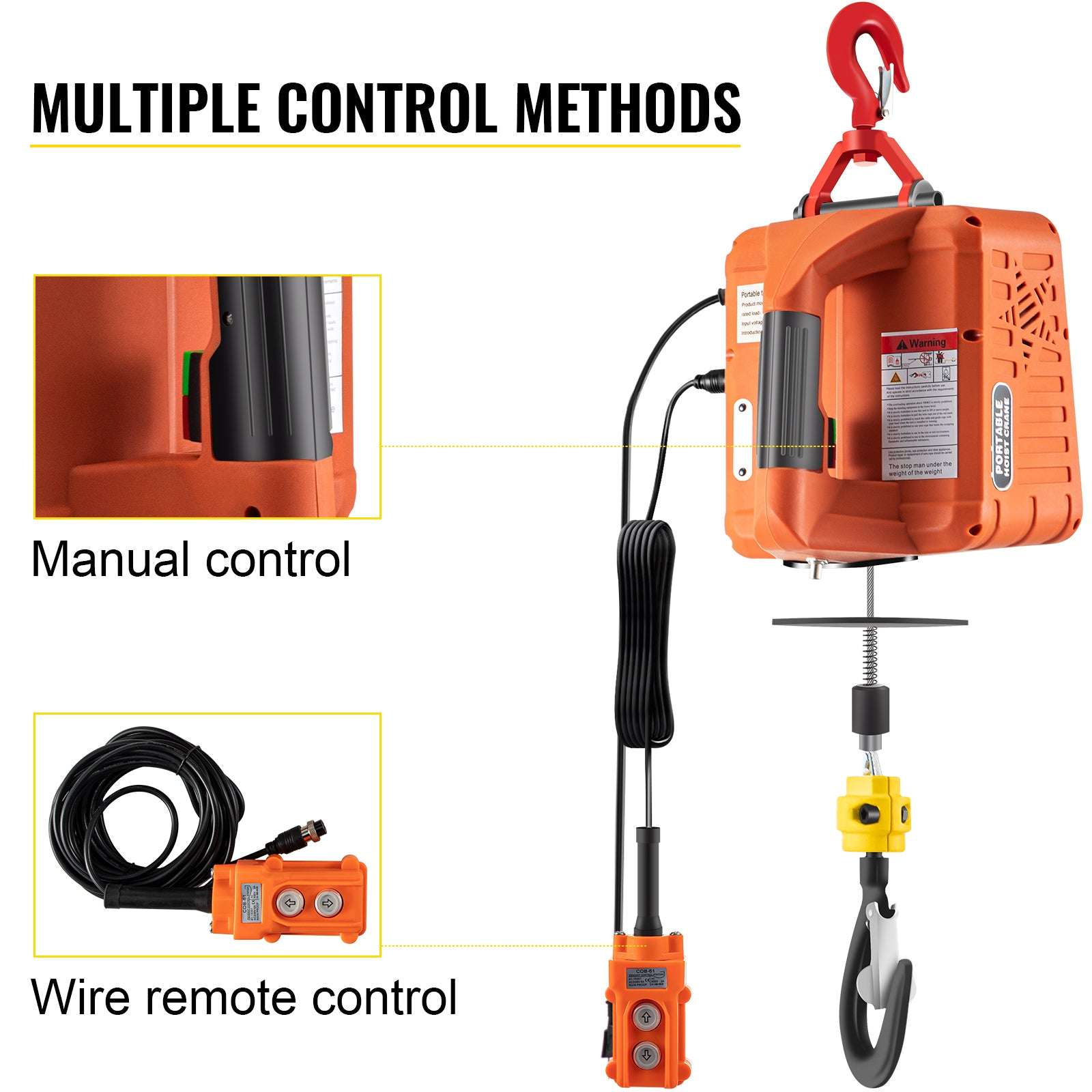500kg Electric Hoist Winch with Remote Control, 25ft Lift-Tape A / 500 Kg / United States