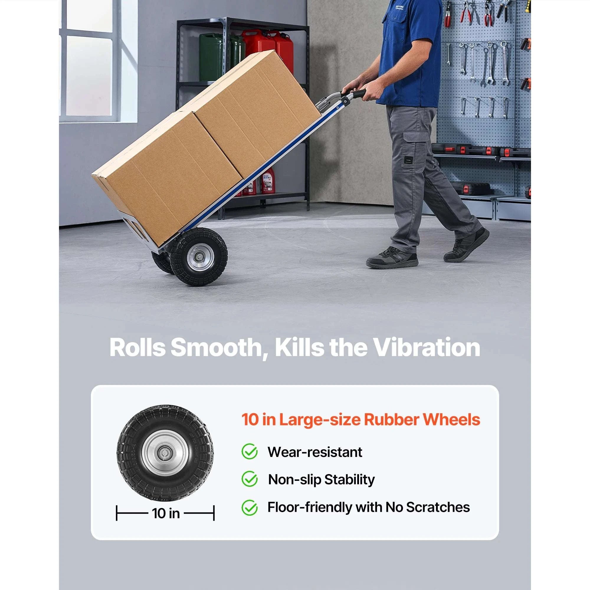 500LBS Folding Hand Truck Dolly with Wheels & Tie-Down Strap-500LBS / spain