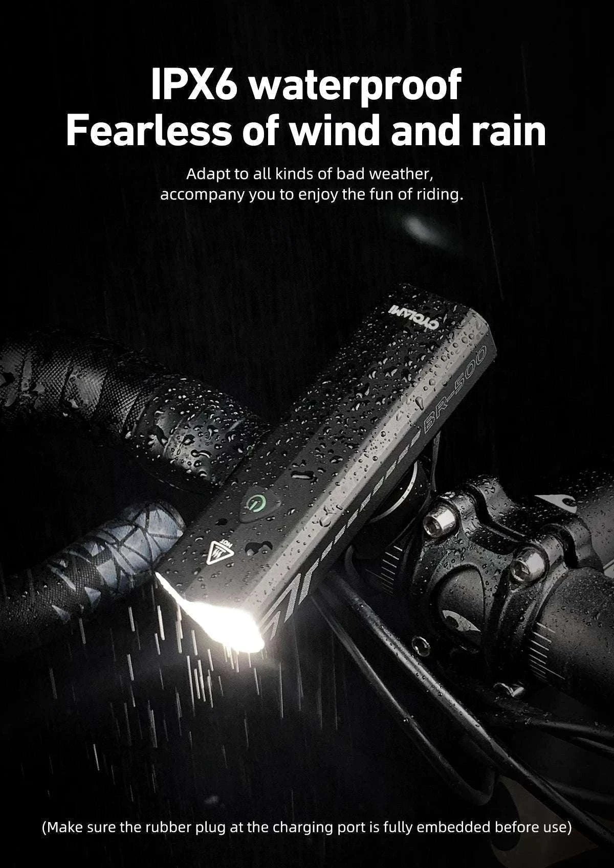 500LM Waterproof Bicycle Front Light for Safer Night Rides-