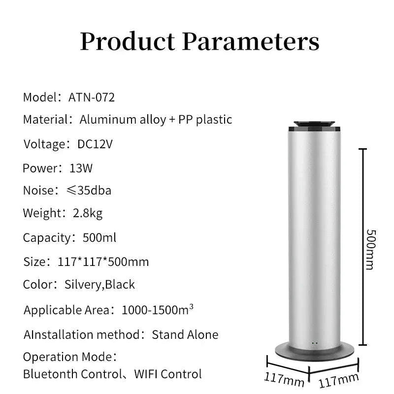 500ml Scent Diffuser for Large Spaces with WiFi and Bluetooth-United States / WiFi-Black / US