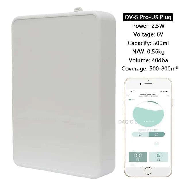 500ML Smart Waterless Essential Oil Diffuser with Bluetooth Control-OV-5 Pro-EU Plug