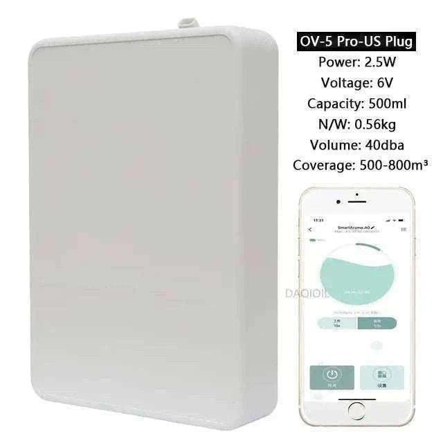 500ML Smart Waterless Essential Oil Diffuser with Bluetooth Control-OV-5 Pro-EU Plug