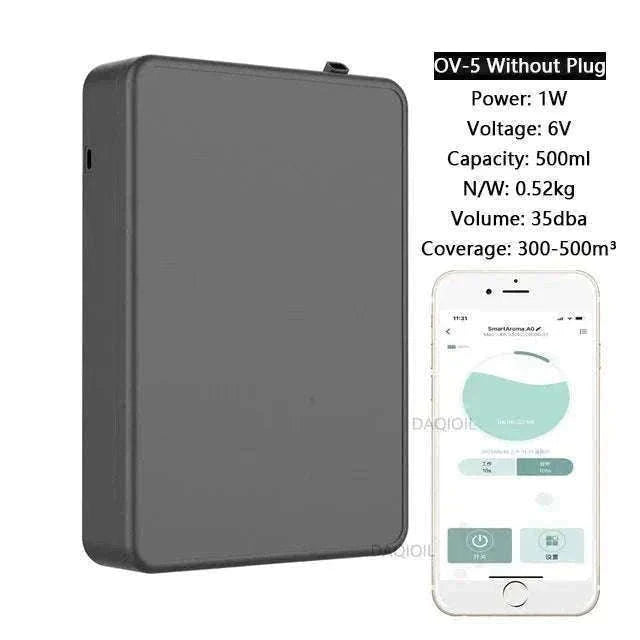 500ML Smart Waterless Essential Oil Diffuser with Bluetooth Control-OV-5 Pro-EU Plug