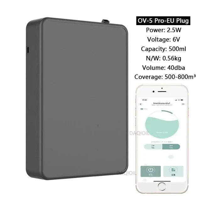 500ML Smart Waterless Essential Oil Diffuser with Bluetooth Control-OV-5 Pro-EU Plug