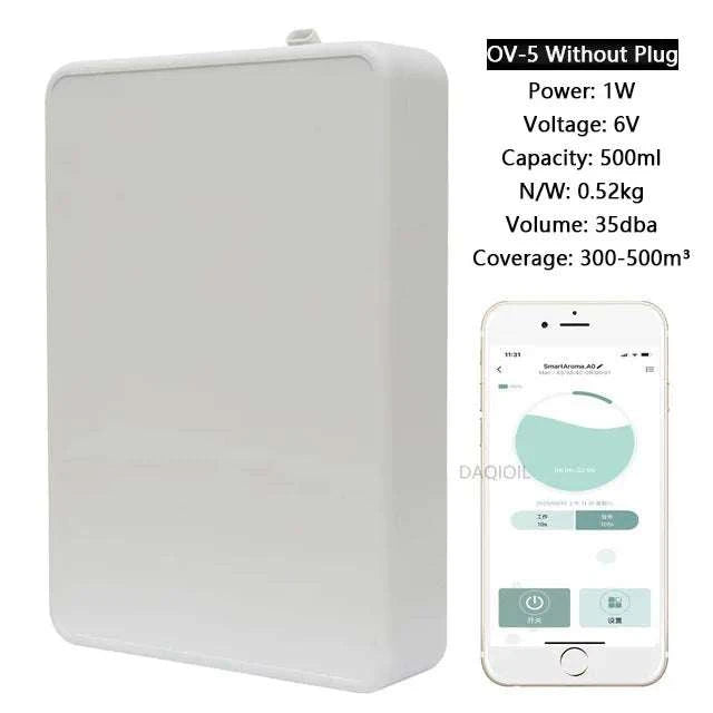 500ML Smart Waterless Essential Oil Diffuser with Bluetooth Control-OV-5 Pro-EU Plug