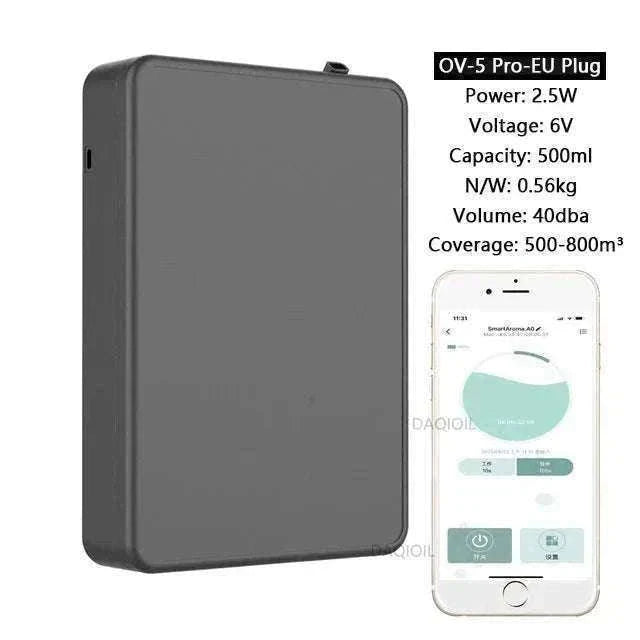 500ML Smart Waterless Essential Oil Diffuser with Bluetooth Control-OV-5 Pro-EU Plug