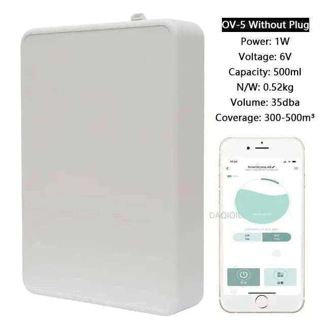 500ML Smart Waterless Essential Oil Diffuser with Bluetooth Control-OV-5 Pro-EU Plug