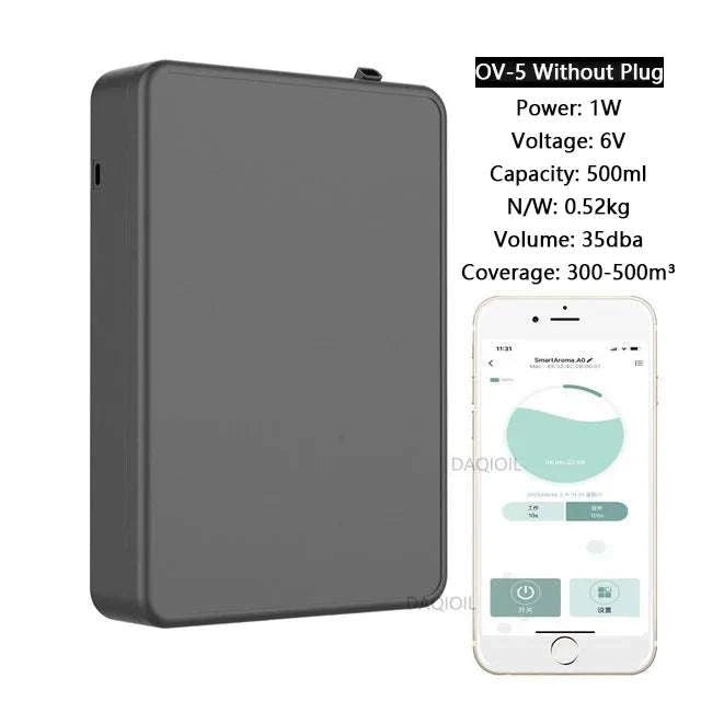 500ML Smart Waterless Essential Oil Diffuser with Bluetooth Control-OV-5 Pro-EU Plug