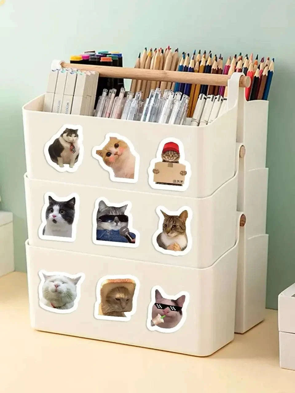 500Pc Roll Cartoon Cat Stickers for Classroom Rewards-500pcs