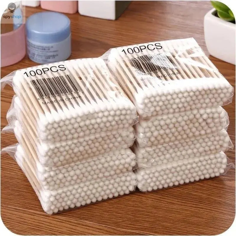 500pcs Double Head Wood Cotton Swab Nose Ears Cleaning Women Makeup Tools Lipstik Cotton Buds Tip Sticks Bastoncillos Oidos Spy-shop.com