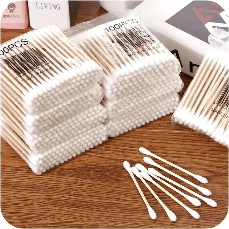500pcs Double Head Wood Cotton Swab Nose Ears Cleaning Women Makeup Tools Lipstik Cotton Buds Tip Sticks Bastoncillos Oidos Spy-shop.com