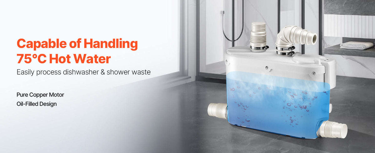 500W Macerator Pump 29 GPM 26 ft Head for Kitchen, Basement, Shower, Sink, Laundry, Bathtub-500W 29 GPM / US / Germany