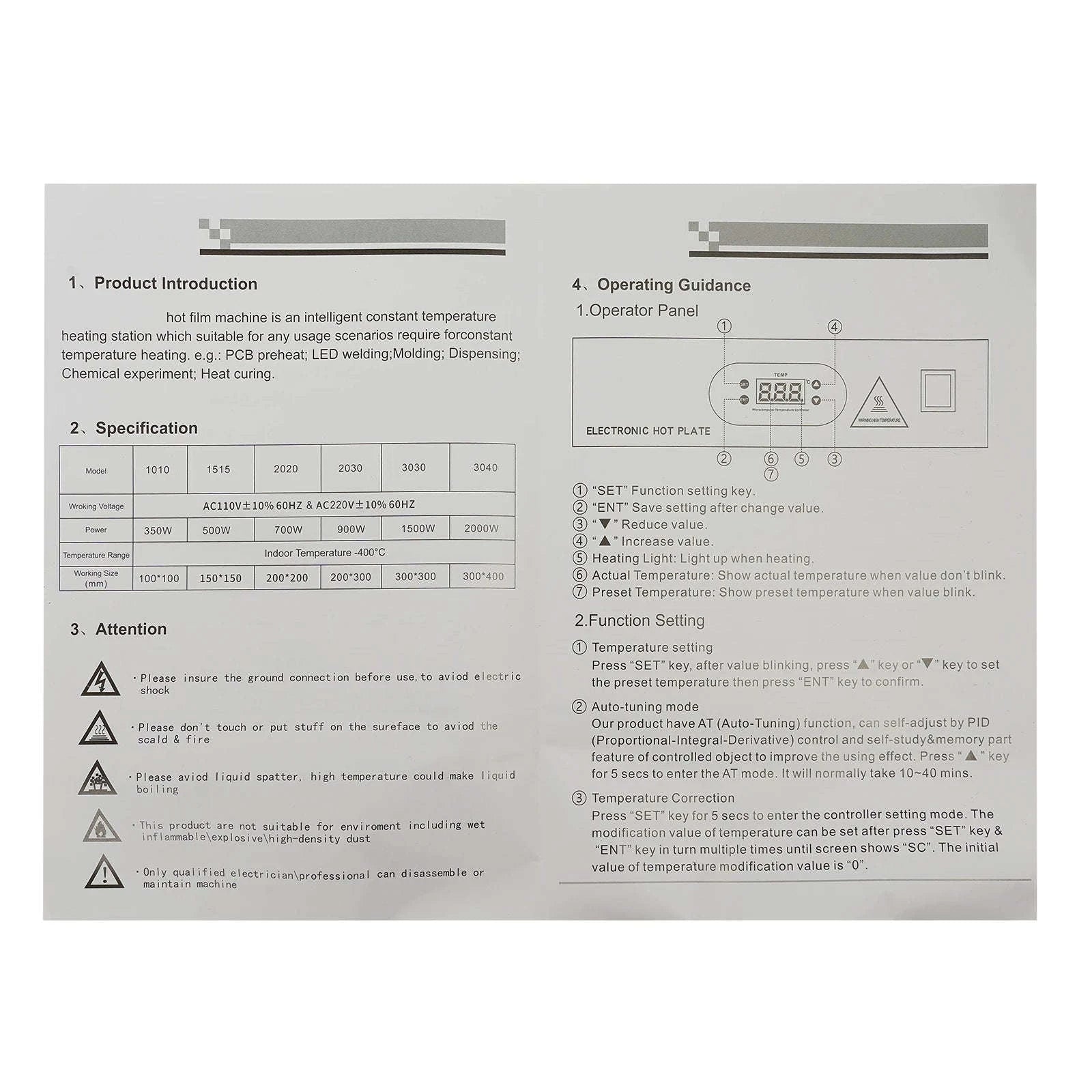 500W Microcomputer Electric Heating Plate Preheat Station-500W / 220V / CZECH REPUBLIC