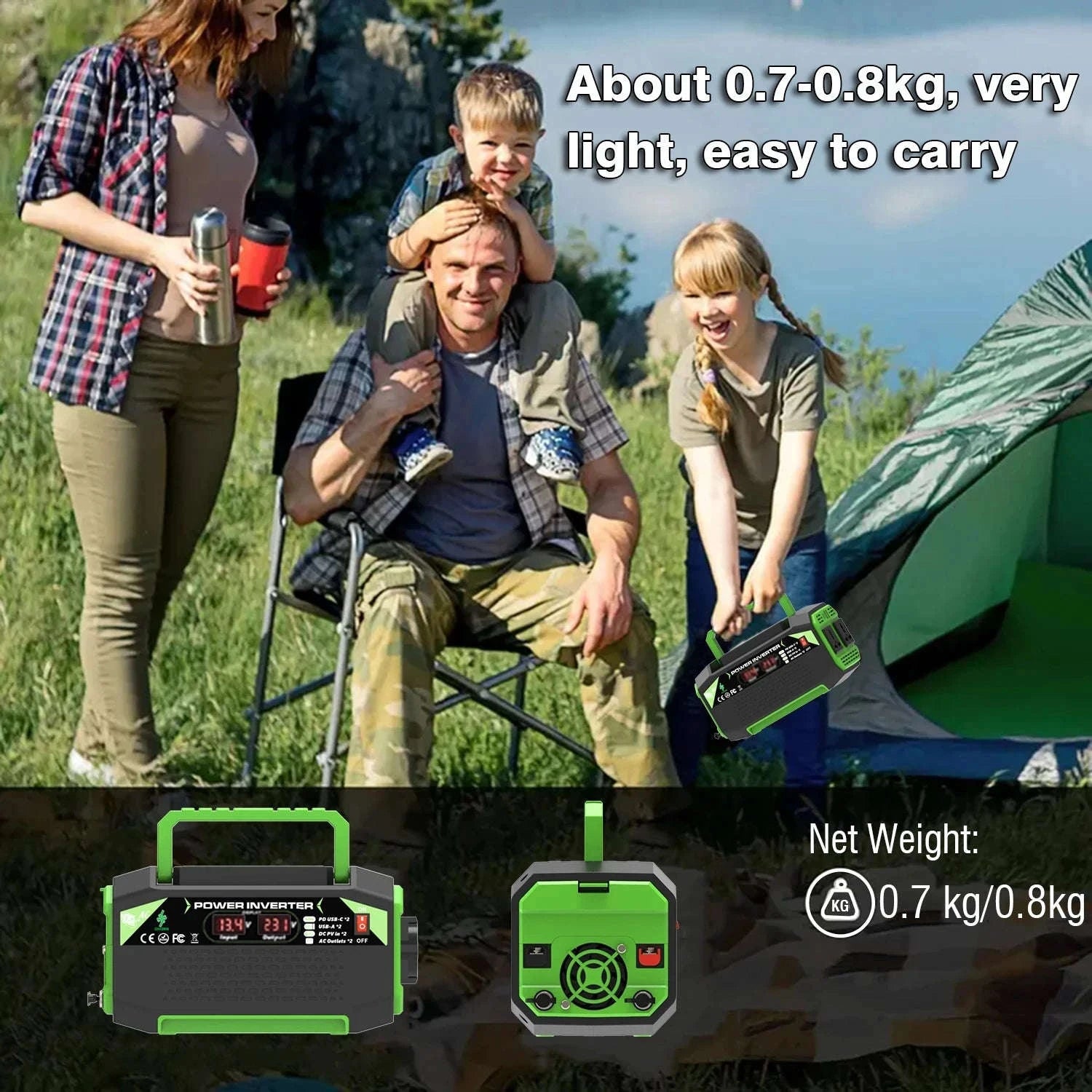 500W Power Inverter 12V DC to AC 220V/110V with USB and Type-C-300W / Poland