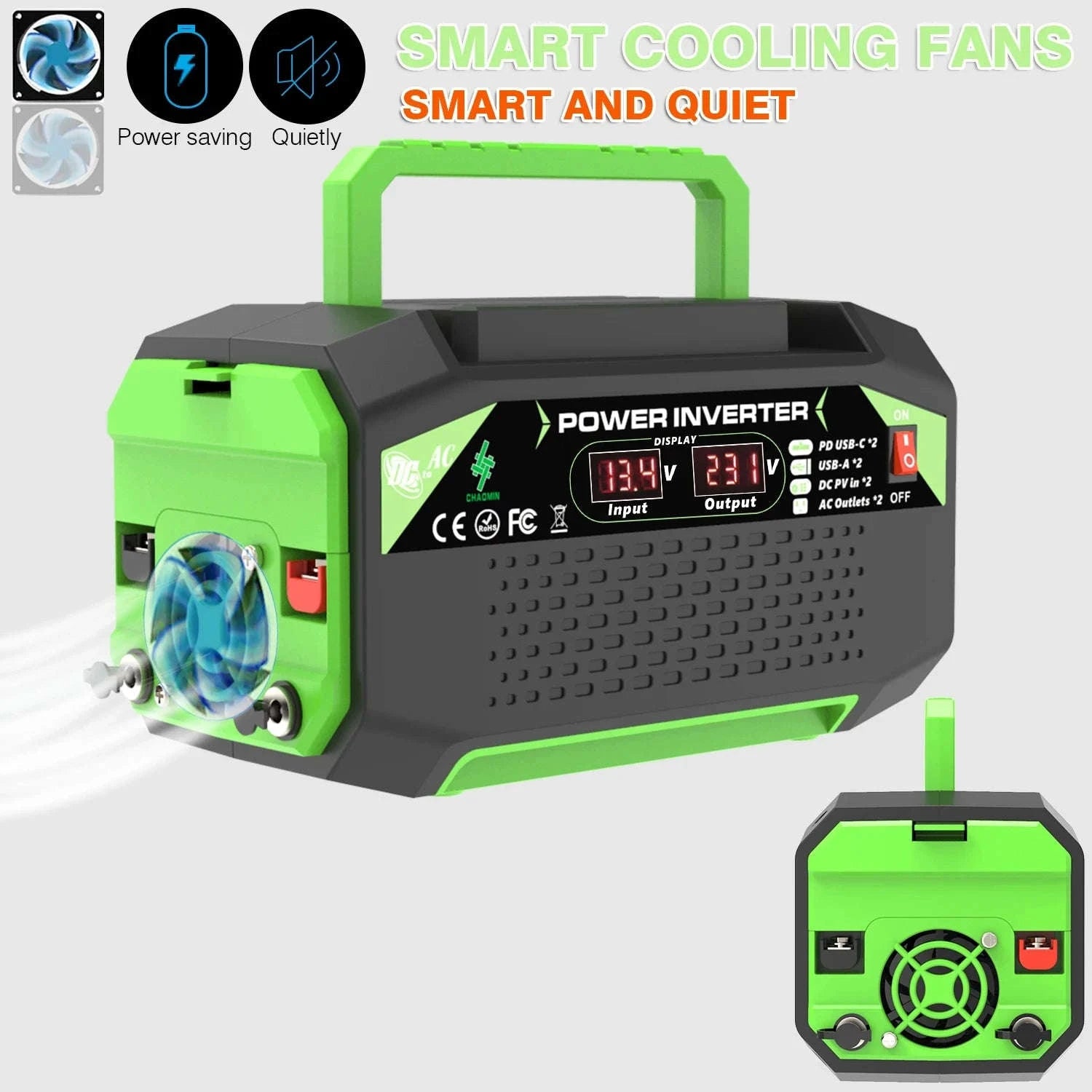 500W Power Inverter 12V DC to AC 220V/110V with USB and Type-C-300W / Poland