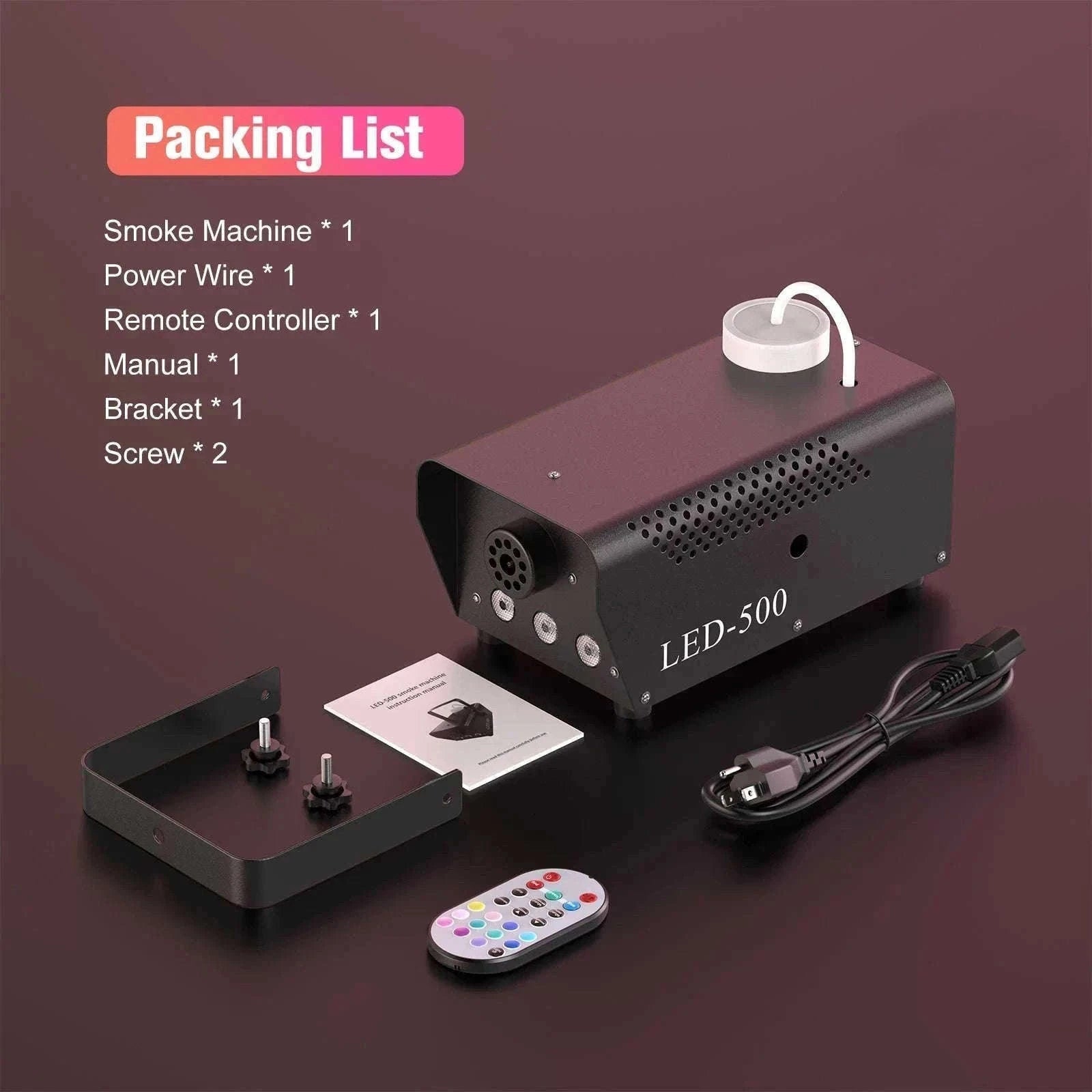 500W RGB Fog Machine with Remote for Parties and Events-GERMANY / EU Plug