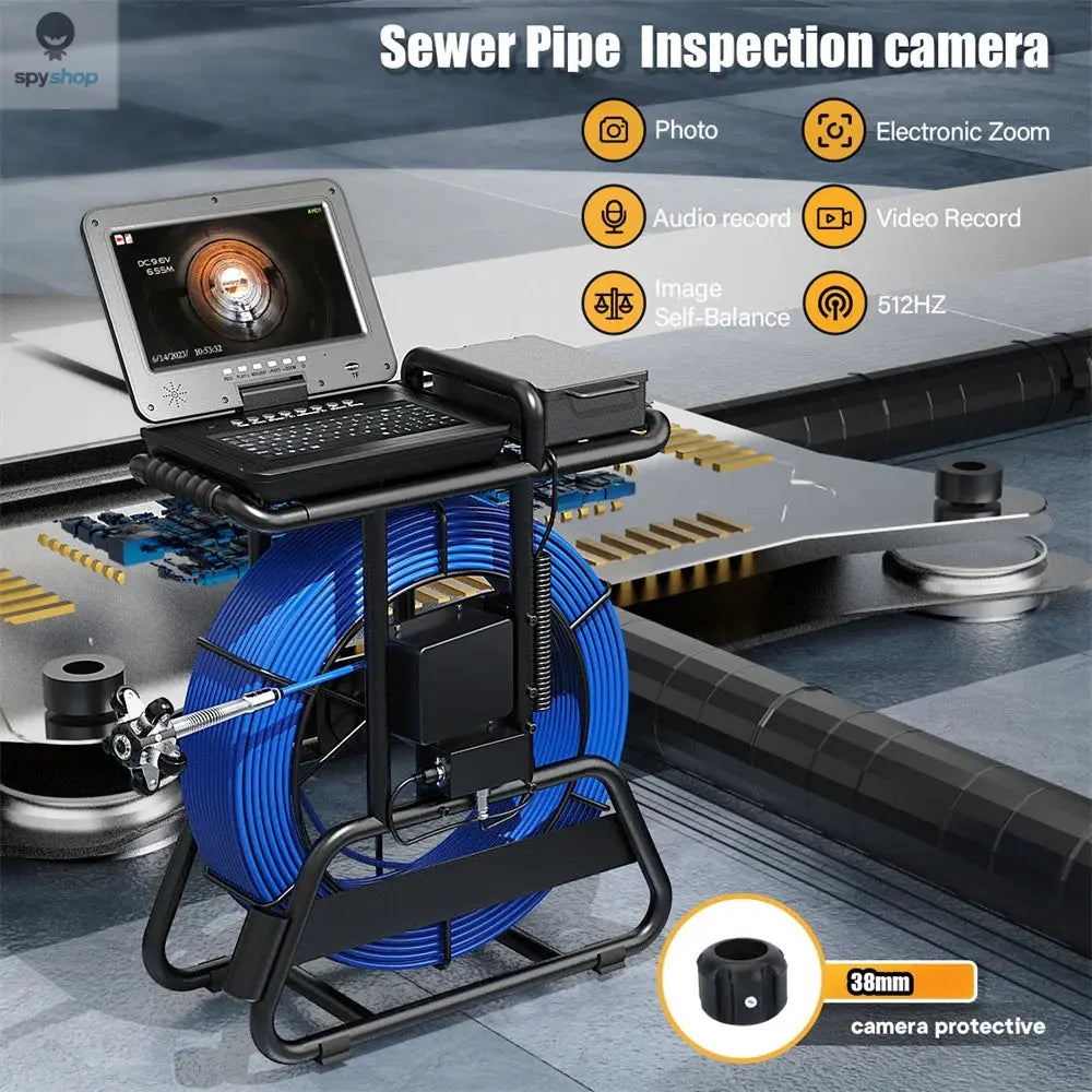 50M/80M/100M Sewer Pipe Inspection Camera 10" IPS 1080P Screen Meter Counter+Self-Leveling 512HZ Locator+Diameter 7mm cable Spy-shop.com