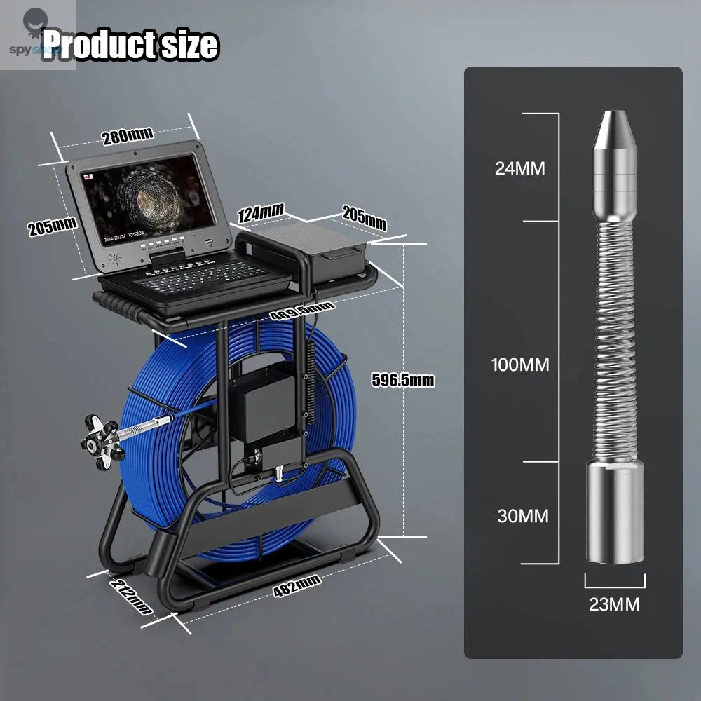 50M/80M/100M Sewer Pipe Inspection Camera 10" IPS 1080P Screen Meter Counter+Self-Leveling 512HZ Locator+Diameter 7mm cable Spy-shop.com