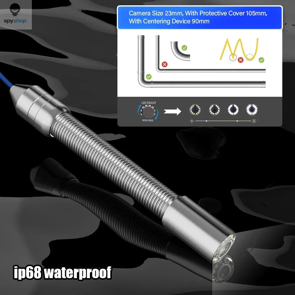 50M/80M/100M Sewer Pipe Inspection Camera 10" IPS 1080P Screen Meter Counter+Self-Leveling 512HZ Locator+Diameter 7mm cable Spy-shop.com