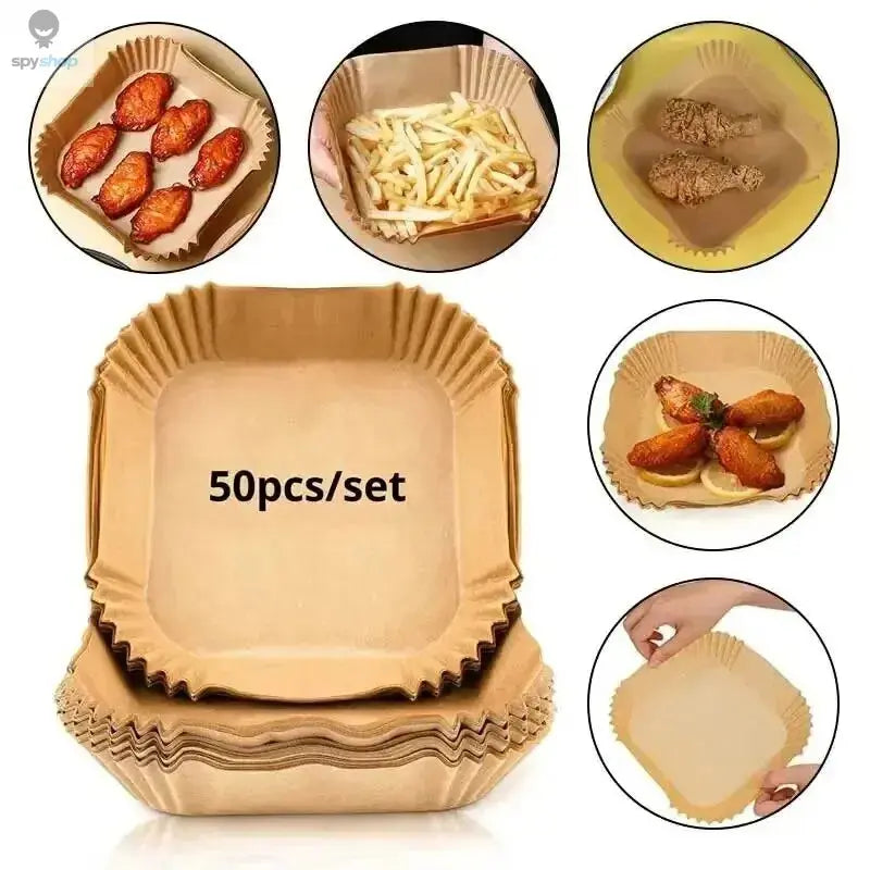 50Pcs Air Fryer Disposable Paper Non-Stick Airfryer Baking Papers Round Air-Fryer Paper Liners Paper Kitchen Accessories Spy-shop.com