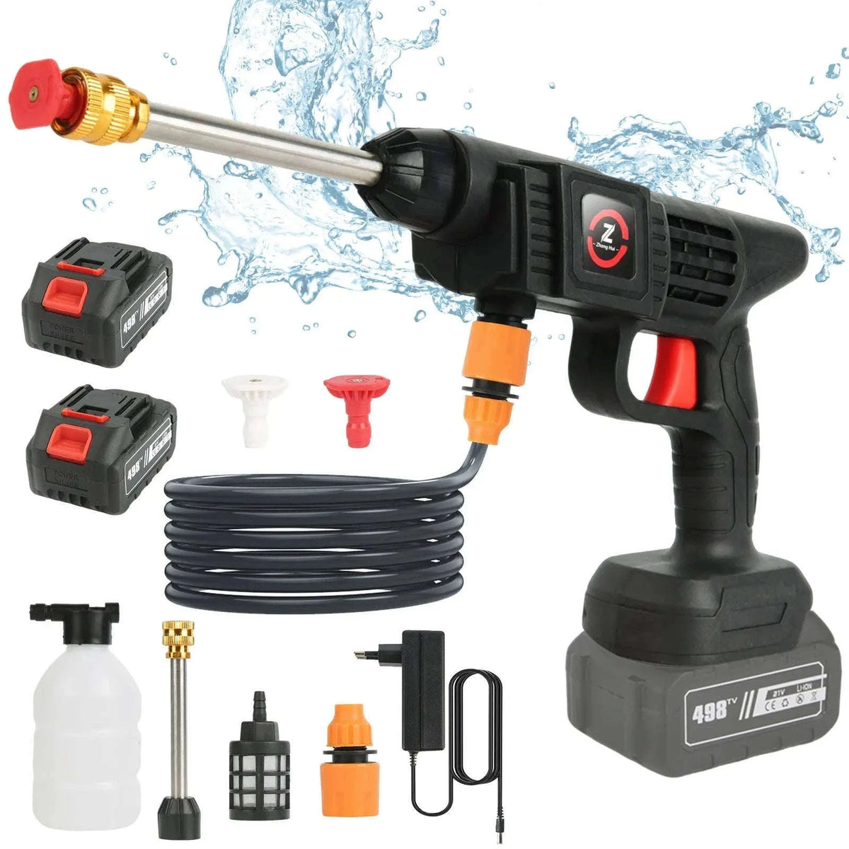 50Bar Cordless High Pressure Car Washer Spray Gun-2x10 cells Batteryies / Electric / EU|spain