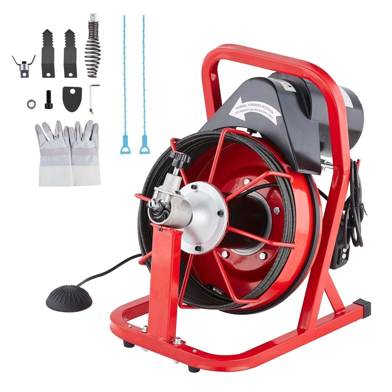 50FT Electric Drain Cleaner Machine Auto Feed Sewer Snake Auger-United States