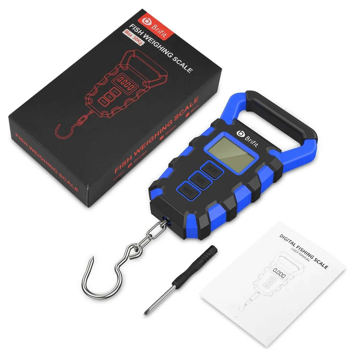 50kg Digital Hanging Scale with Hook, Tape Measure & Backlit Display-Blue / China Mainland