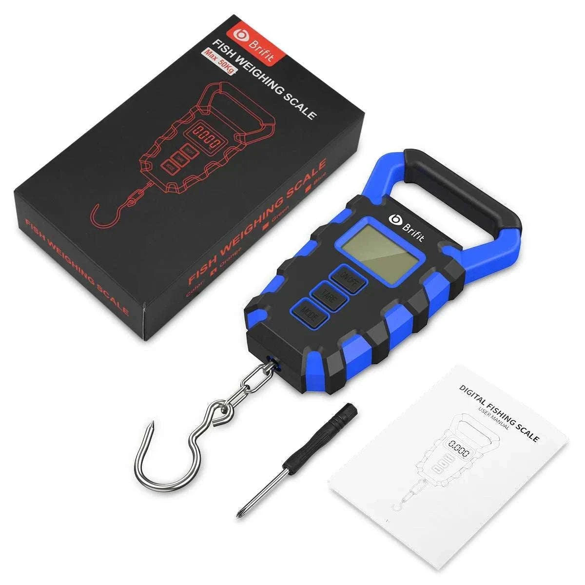 50kg Digital Hanging Scale with Hook, Tape Measure & Backlit Display-Blue / China Mainland