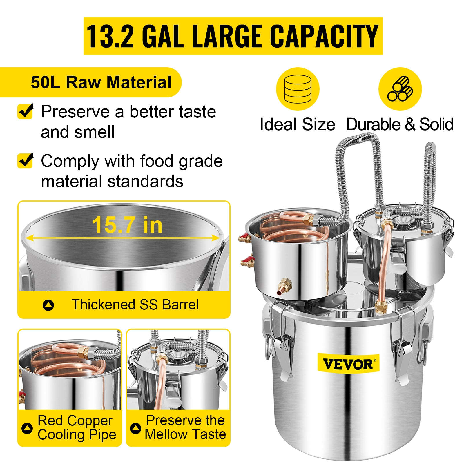 50L Alcohol Water Distiller Stainless Steel Brewing Machine-50L 13.2Gal / CZECH REPUBLIC