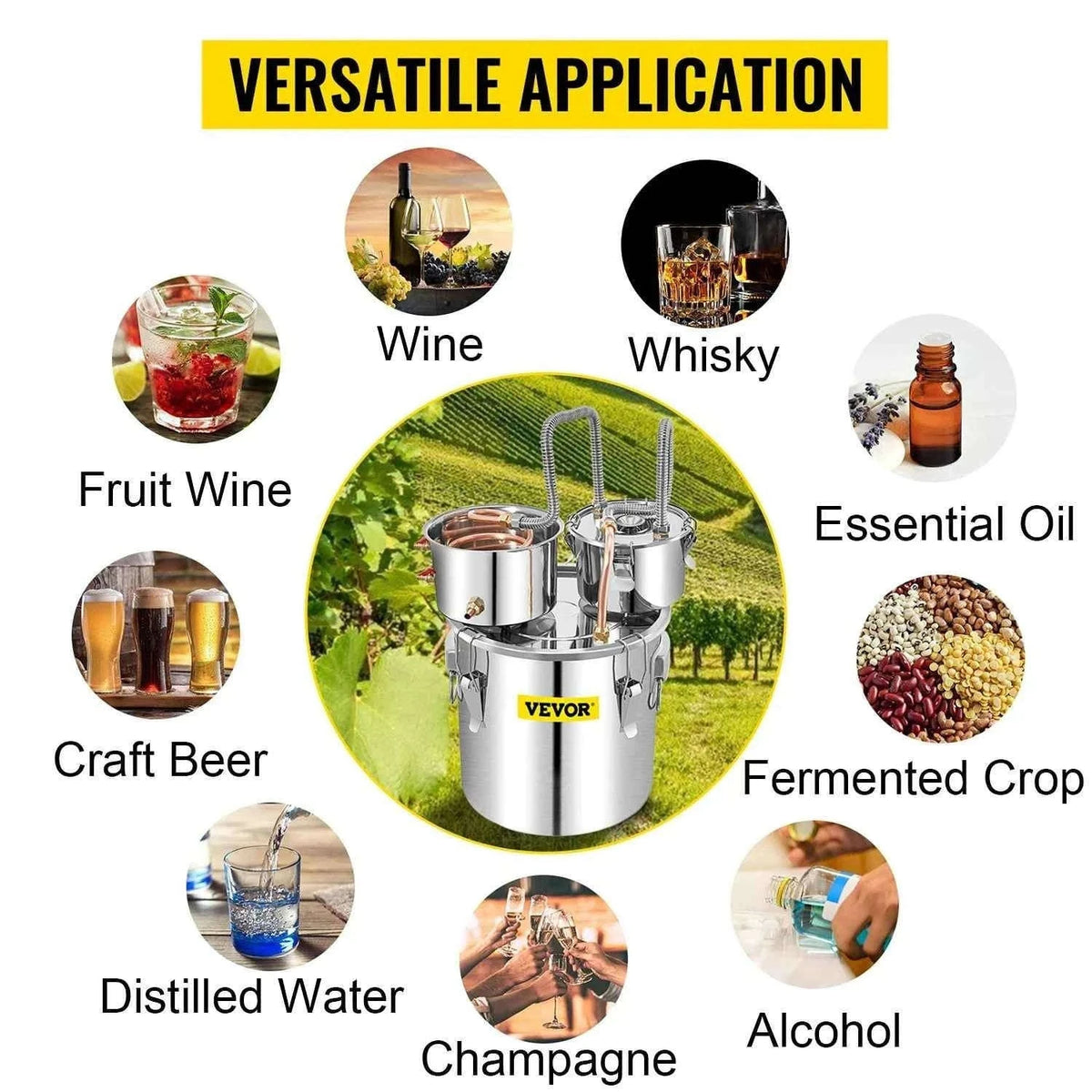 50L Alcohol Water Distiller Stainless Steel Brewing Machine-50L 13.2Gal / CZECH REPUBLIC