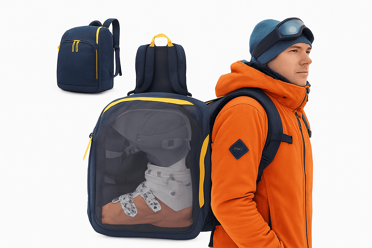 50L Ski Boot Bag Backpack for Boots, Helmet and Gear-BLUE