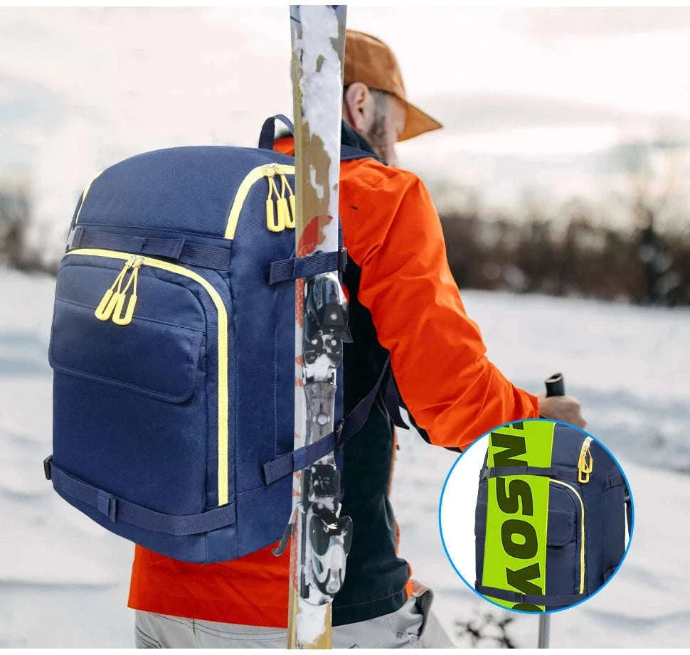 50L Ski Boot Bag Backpack for Boots, Helmet and Gear-BLUE