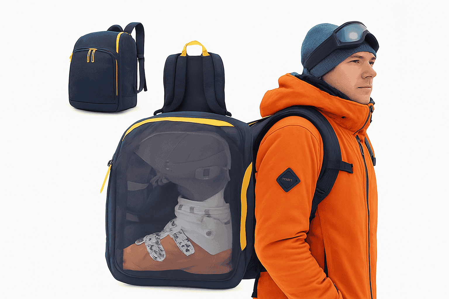 50L Ski Boot Bag Backpack for Boots, Helmet and Gear-BLUE