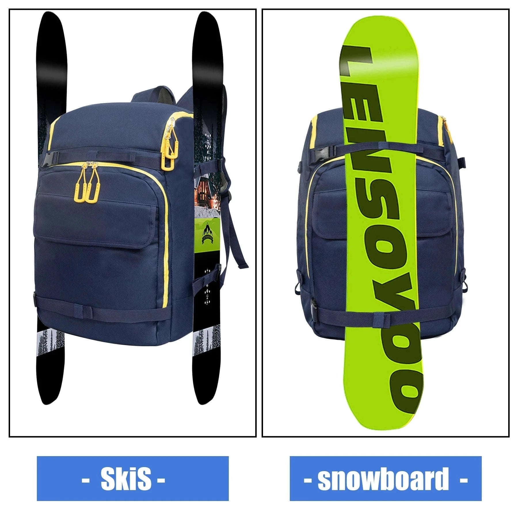 50L Ski Boot Bag Backpack for Boots, Helmet and Gear-BLUE